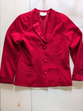 VTG 90s Storybook Heirlooms Girls Sz 12 Red Blazer Satin Trim Lining 3 Buttons